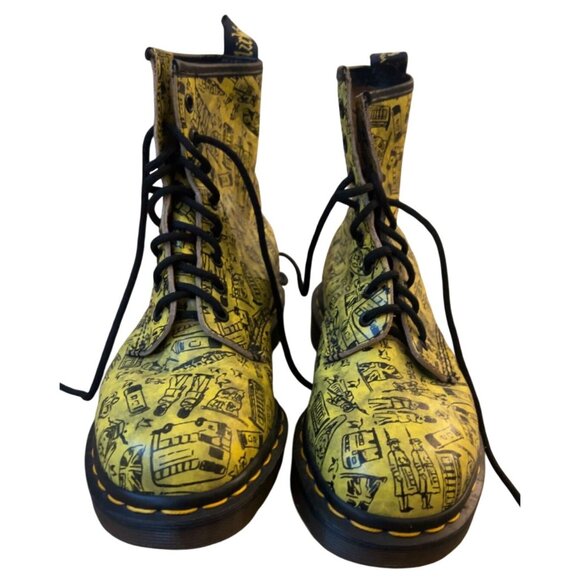 Dr. Martens Vintage Yellow London Scenes Icon‎ Boots Size 5UK RARE - Picture 2 of 9